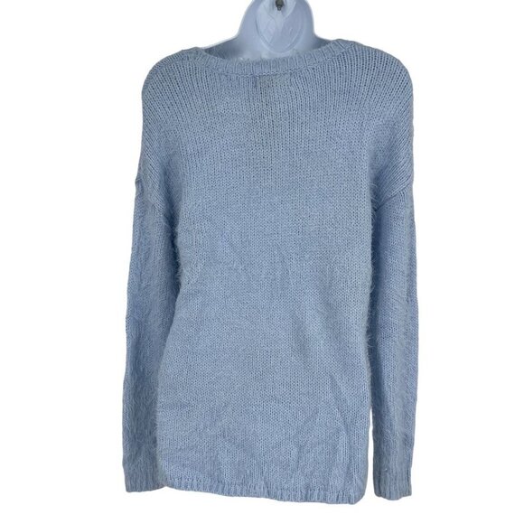 I Jean by Buffalo Eyelash Oversized Blue and Metallic Long Sleeve Sweater Size X - Picture 2 of 11